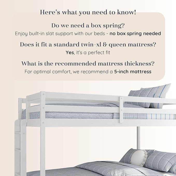 Grain & Grove Bear Twin XL Over Queen Bunk Bed, Sturdy Bunk Bed Frame - Image 5