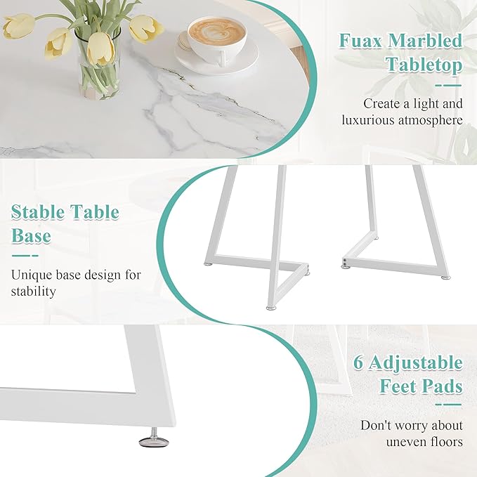 VECELO Round Dining Room Table - Image 4