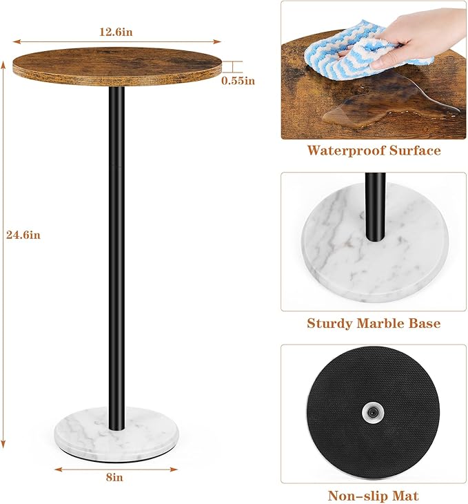 Round Side Table Set of 2 Small End Table Accent Table - Image 3