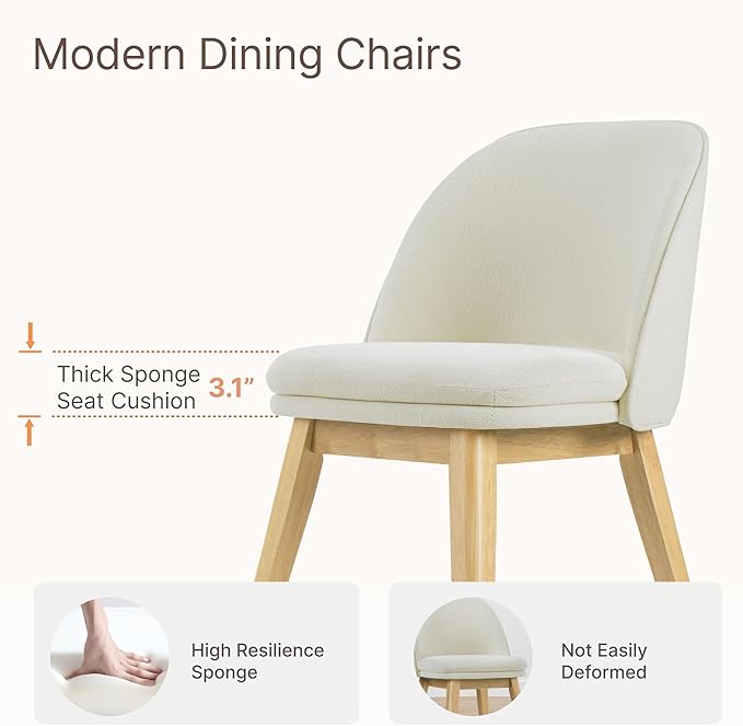 Wooden Dining Chairs Set of 4, Fabric Upholstered Modern Dining Room Chairs - Image 4