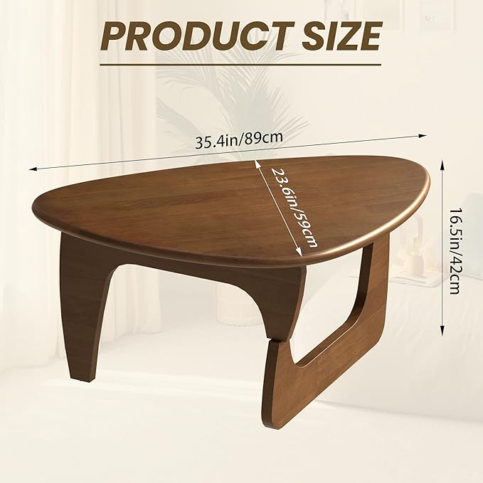Mid Century Modern Coffee Table, Solid Wood Triangle Coffee Table - Image 3