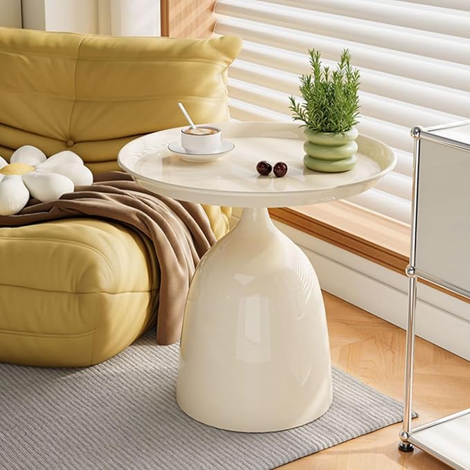 Side Table Set of 2, Small Coffee Round Bedroom End Table, Patio Metal Nesting - Image 4
