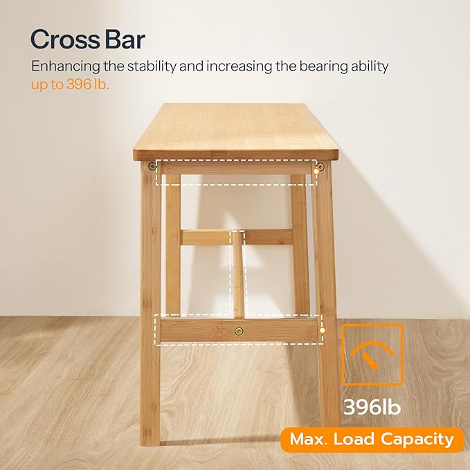 HOOBRO 39.3'' Bamboo Dining Bench, Farmhouse Table Bench, Kitchen & Living Room - Image 5