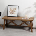 Wnutrees 43" Farmhouse Wood Bench, Rustic Solid Wood Entryway Bench Seat by Wnutrees