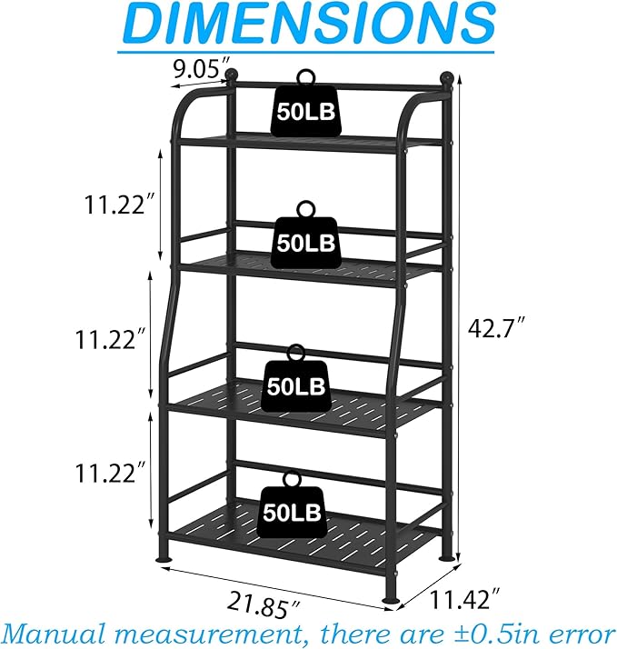 4 Tier Metal Shelf Storage Shelves Living Room Bookshelf Bathroom Corner - Image 3