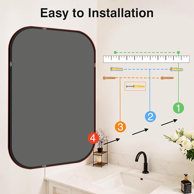 Bathroom Mirrors for Over Sink, 26x38 Black Vanity Mirror for Bathroom Sink - Image 9