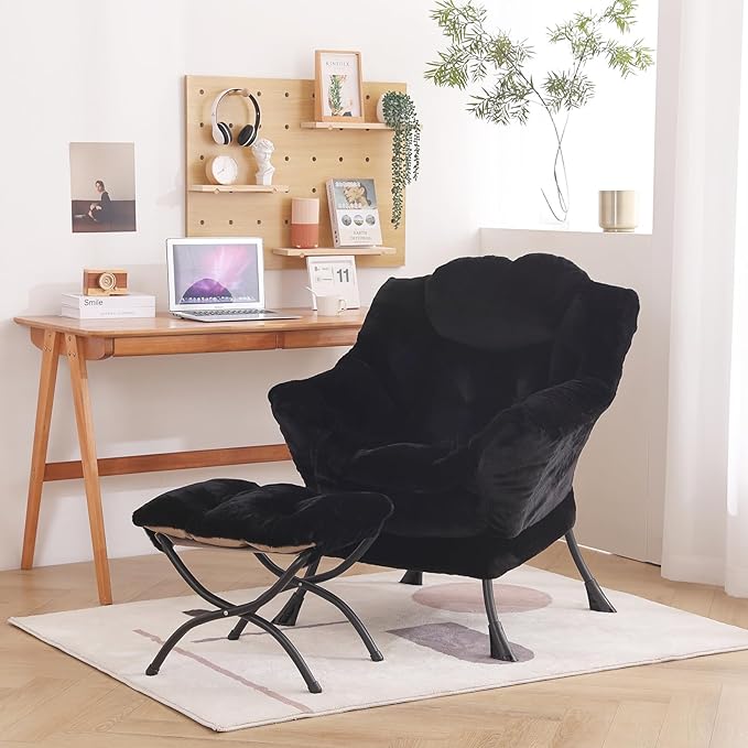 LITA Lazy Chair with Ottoman, Modern Accent Leisure Upholstered Sofa Chair - Image 2