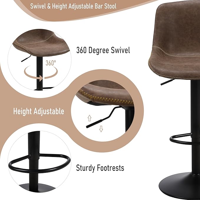 Bar Stools, Swivel Counter Height Barstools - Image 5