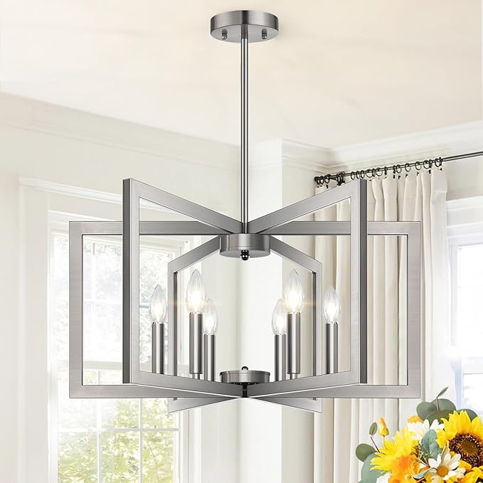 25" Modern Brushed Nickel Chandelier by BringBrightnesstoYourLife