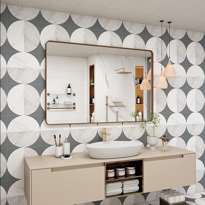 48x30 Inch Gold Bathroom Mirror - Image 7