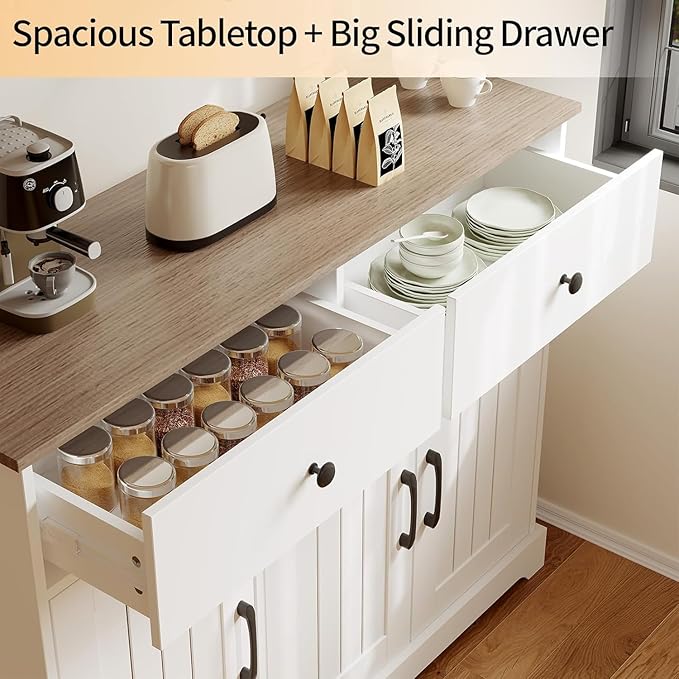 Farmhouse Large Buffet Sideboard Storage Cabinet 42 Inch - Image 4