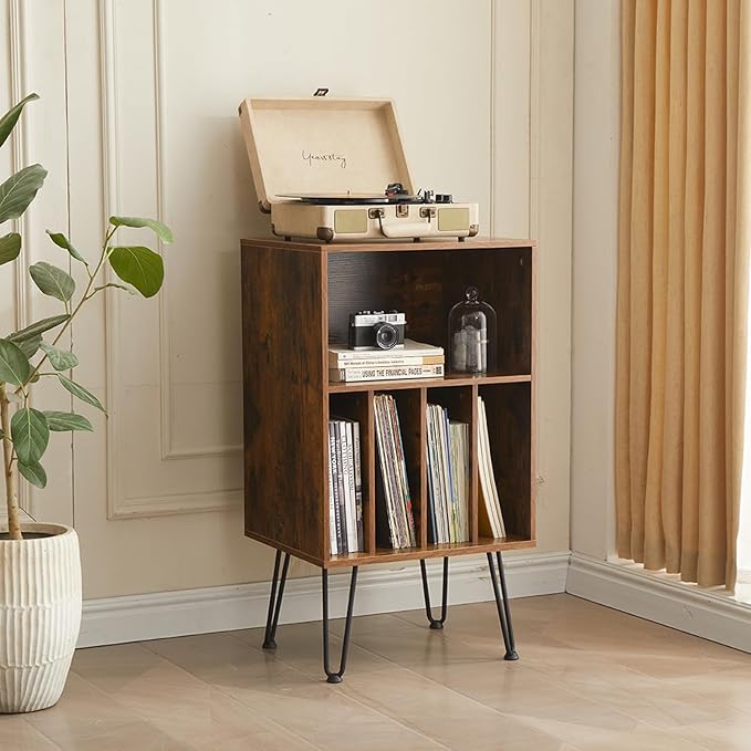 Record Player Stand with Vinyl Storage, Vinyl Record Storage Cabinet Holds Up by Leesingdo