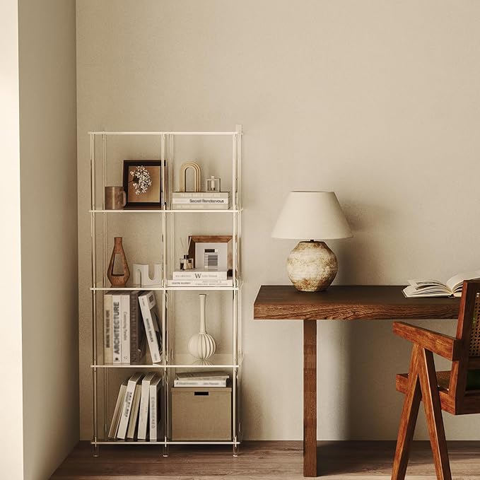 5-Tier Acrylic Bookshelf with 8 Cube Storage, 50.8" H, Easy Assembly - Image 2
