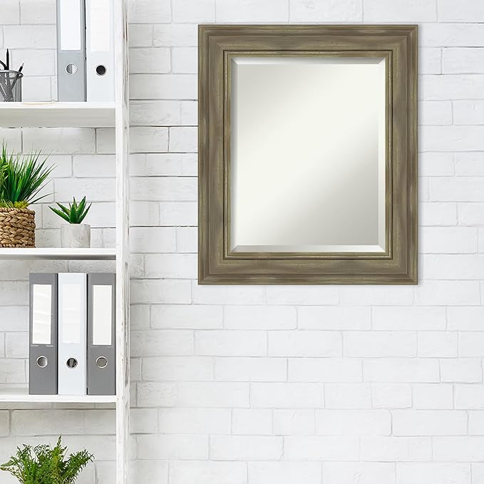 Amanti Art Grey Wall Mirror 26x22 Alexandria Greywash Rectangle Bathroom Mirror - Image 5