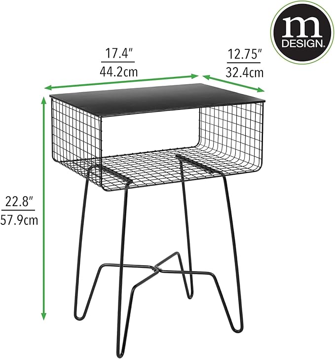 mDesign Steel Side Table Nightstand - Image 3