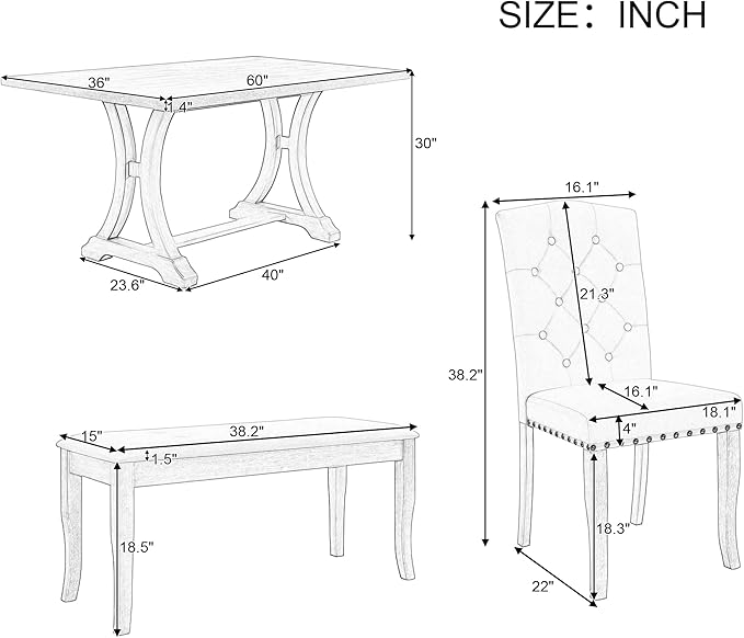 Ball & Cast Dining Table Set for 6, 6-Piece Farmhouse Dining Furniture Set - Image 2