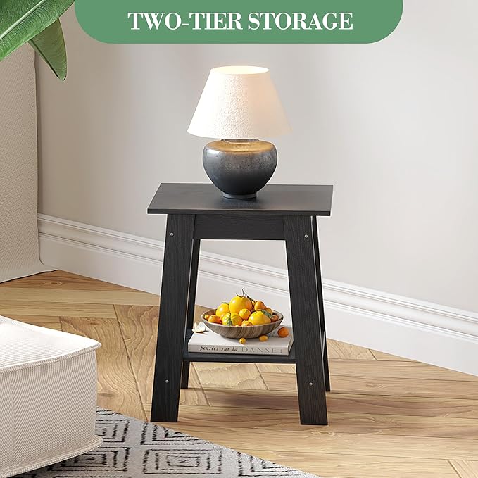End Table with Double Storage Shelves, Small Space Side Table - Image 7