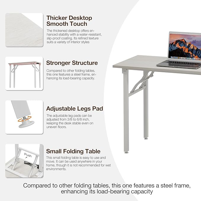 TEMI Small Computer Desk Folding Table - Image 8