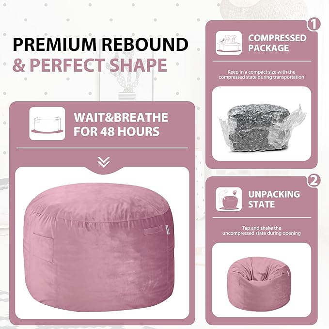 HABUTWAY Bean Bag Chair 3Ft Luxurious Velvet Ultra Soft Fur - Image 6