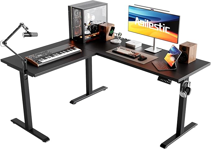 Agilestic 59 Inch L Shaped Standing Desk Adjustable Height, Electric Corner by Agilestic