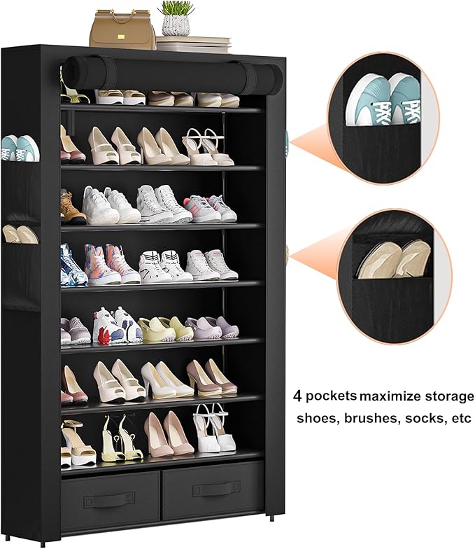 Tall Shoe Rack Dustproof Cabinet Large Capacity 8 Tier Shoe Organizer, 32-40 - Image 4