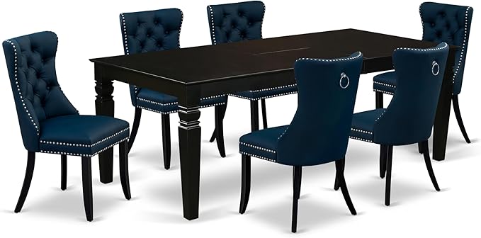 East West Furniture LGDA7-BLK-29 7 Piece Dining Set Consists of a Rectangle by EastWestFurniture