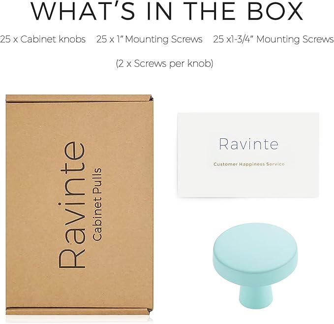 Ravinte 25 Pack Drawer Pulls 1-1/4 Inch Kitchen Cabinet Knobs Solid Round - Image 7