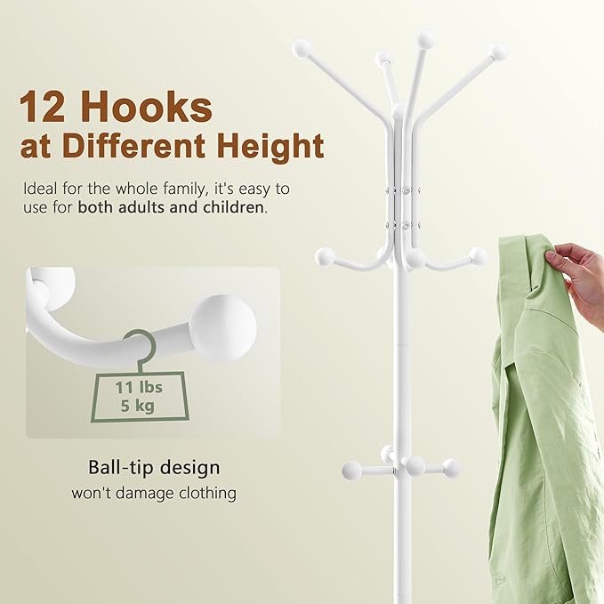 Hoctieon Coat Rack Freestanding, Coat Tree - Image 4