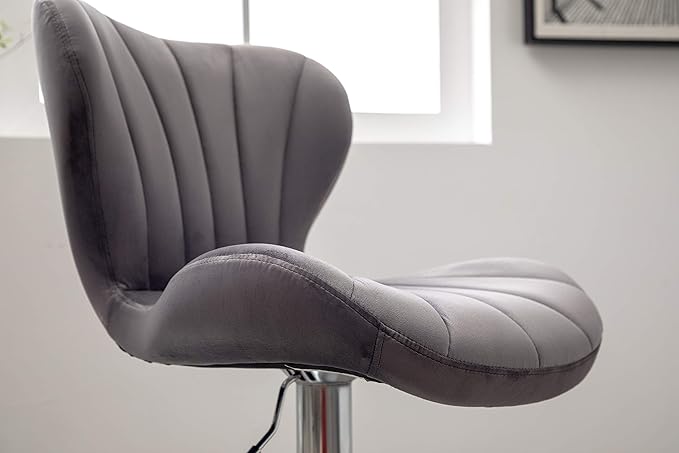 Roundhill Furniture Ellston Velvet Adjustable Swivel Barstools in Gray - Image 6