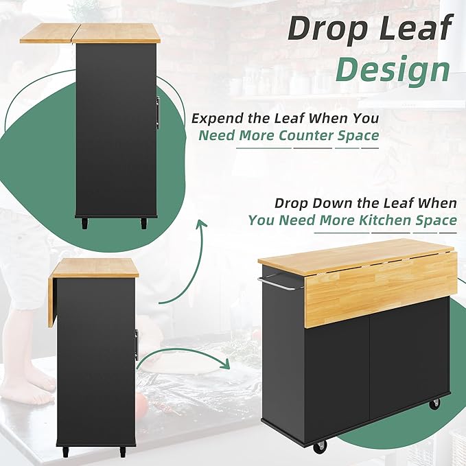 Shintenchi Rolling Kitchen Island Cart - Image 3
