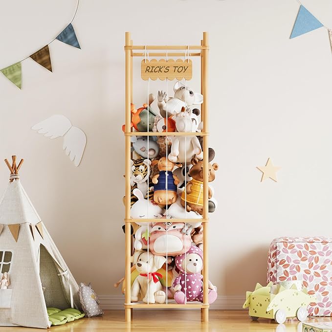 SpaceAid Stuffed Animal Storage Organizer, Wood Animals Zoo Toy Plushies - Image 2
