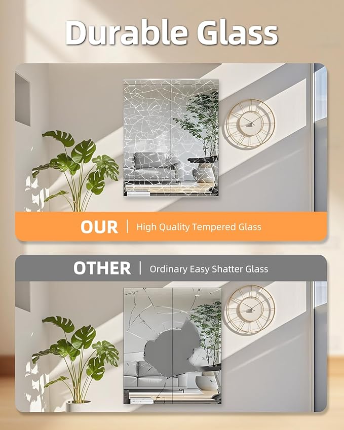 14" x 12" Glass Wall Mirror Tiles - Image 4