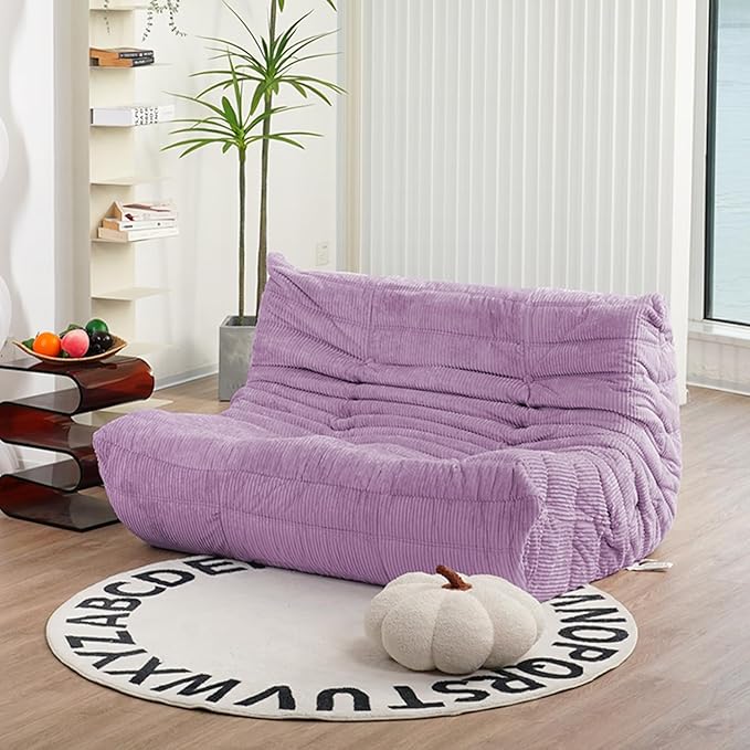 N&V Fireside Loveseat, Mid Century Armless Twin Size Floor Sofa, Soft Premium by NV