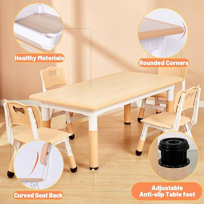 FUNLIO Kids Table and 4 Chairs Set - Image 5