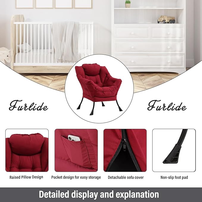 Lazy Chair with Ottoman, Modern Chair with Folding Footrest, Lounge Accent Chair - Image 4