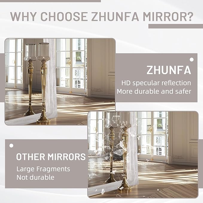 Arched Full Length Mirror with Solid Wood Frame, 71x32 Farmhouse Wall Mirror - Image 5