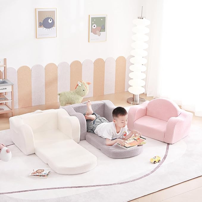 Tiita Kids Chair Couch, Folding Toddler Comfy Sofa Chairs, 2-in-1 Kids Plush - Image 7