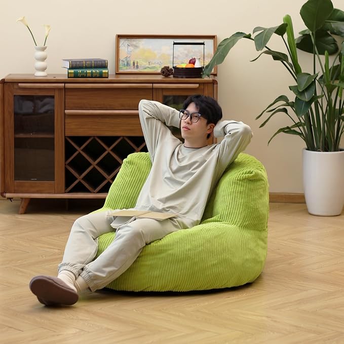 N&V Large Crescent Bean Bag Chair, Adult Size Bean Bag Sack, Foam Filling - Image 4