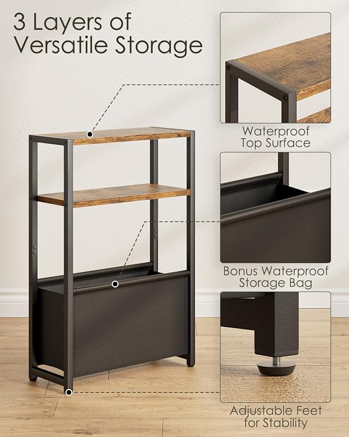 Narrow Side Table End Table, 3-Tier Side Table - Image 4