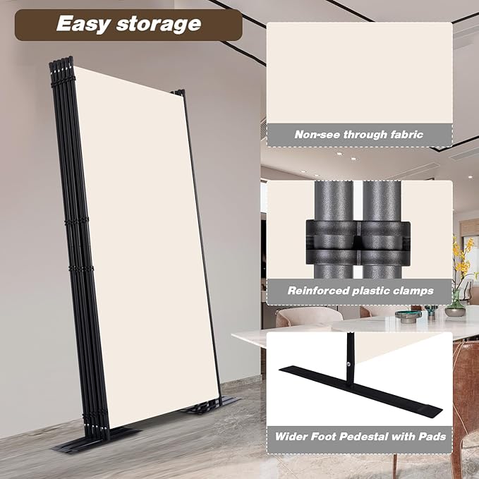 Room Divider, 6 Panel Folding Privacy Screens - Image 4