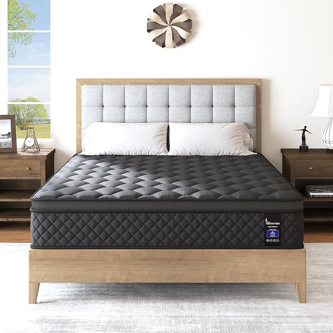 Queen Mattress, 14 Inch Hybrid Mattresses Euro Top Medium Firm - Image 2