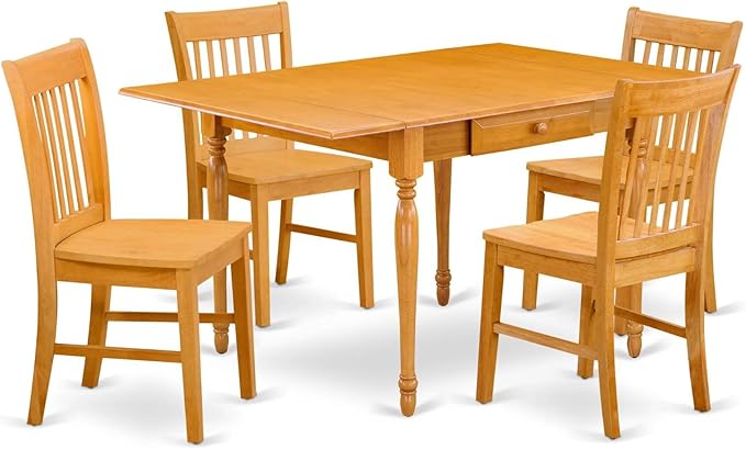 East West Furniture MZNO5-OAK-W 5 Piece Dining Room Table Set Includes a by EastWestFurniture