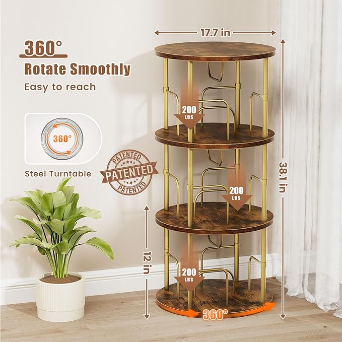 Rotating Bookshelf, 3 Tier Round Revolving Bookcase - Image 2