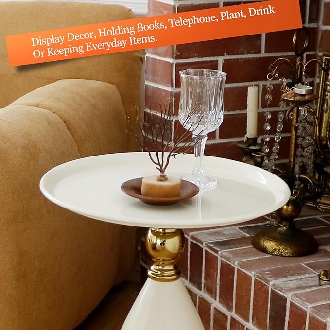 Small Round Side Table for Small Spaces, Unique Accent Sofa Drink Table Metal - Image 5