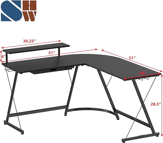 SHW 51 x 51 Inches Vista L-Shaped Desk - Image 3