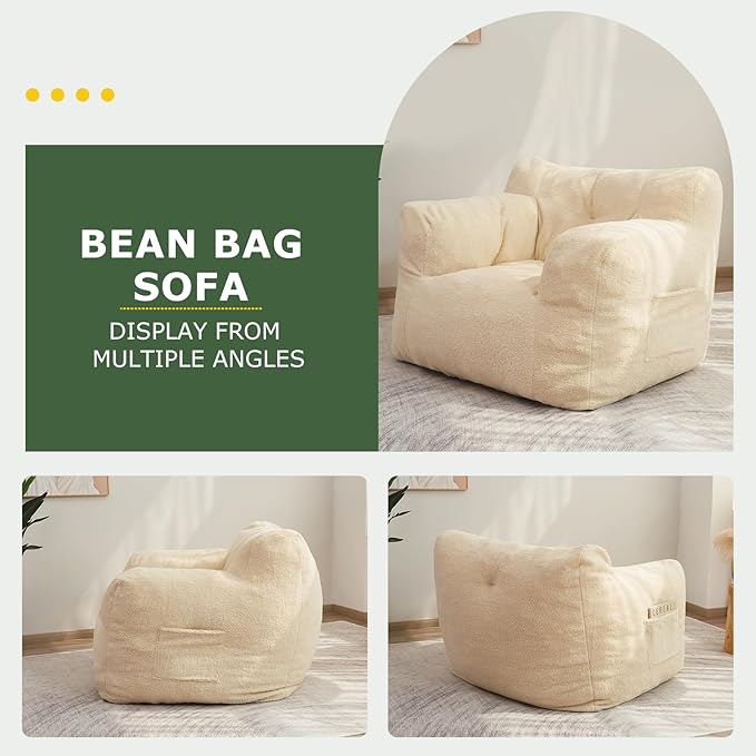 HIGOGOGO Giant Bean Bag Chairs for Adults, Big Comfy Chair Sofa for Bedroom - Image 4