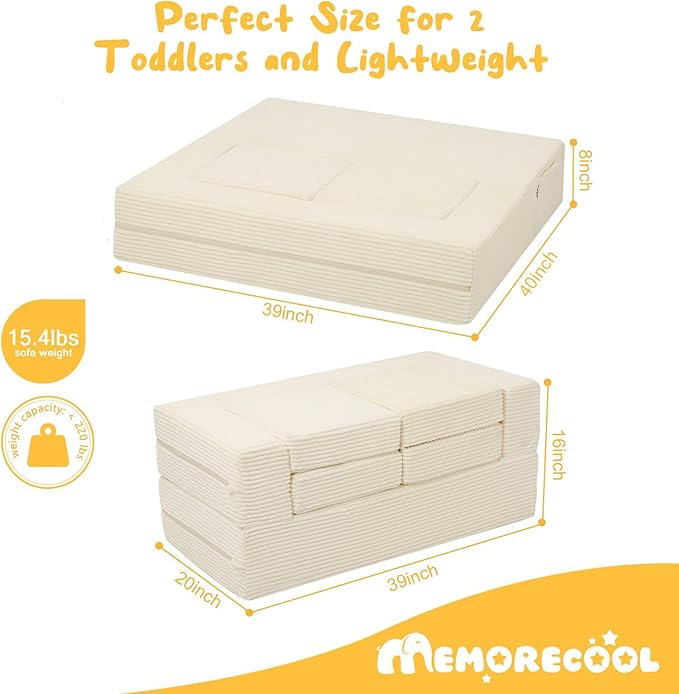 MeMoreCool Modular Kids Couch, Corduroy Play Toddler Couch - Image 2