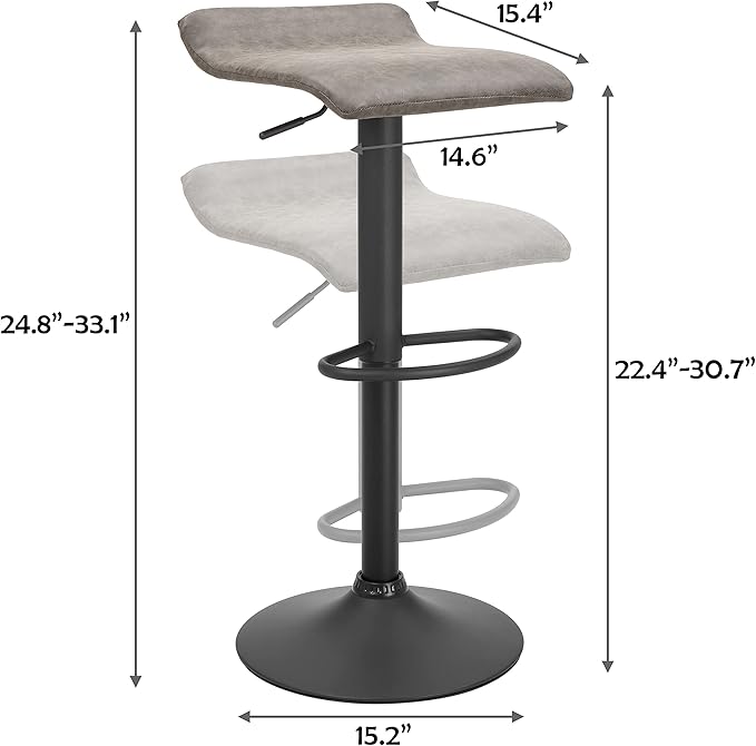Finnhomy Set of 2 Adjustable Bar Stools, Swivel Barstools - Image 3
