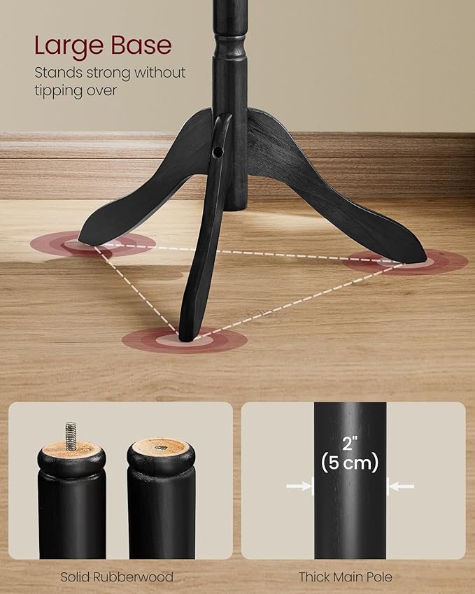 VASAGLE Solid Wood Coat Rack and Stand, Free Standing Hall Coat Tree - Image 4