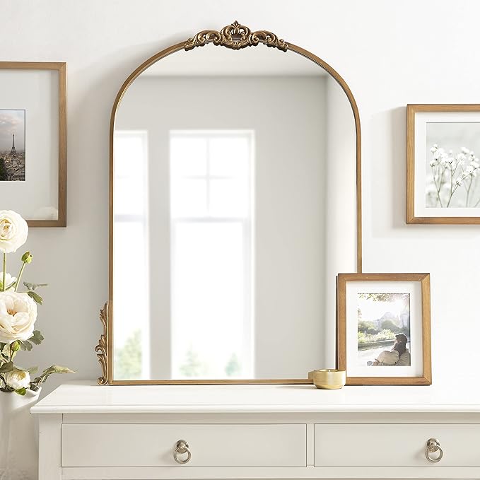 Kate and Laurel Myrcelle Traditional Arched Mirror; 25 x 33; Gold; Decorative - Image 4